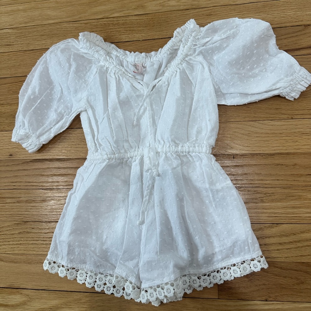 Zimmerman White Lace Trim Kids Romper